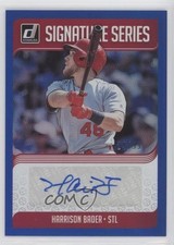 2018 Panini Donruss Signature Series Blue 24/99 Harrison Bader #SS-HB Auto 5w7
