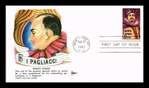 US COVER ENRICO CARUSO PERFORMING ARTS FDC PAGLIACCI OPERA GILL CRAFT CACHET