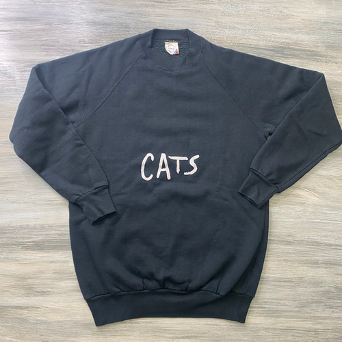 Vintage 1981 Cats Musical Pullover Casual Sweat Shirt Size Large Black - Picture 1 of 4