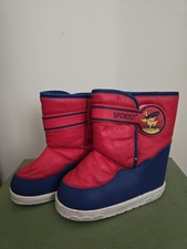Vintage 80s 90s SPORTO Boys Winter Snow Moon Boots. Sz 12. Red Blue Duck Kids