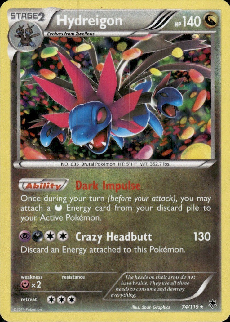 Hydreigon 74/119 Holo Rare Phantom Forces Pokemon Holo Heavily Played