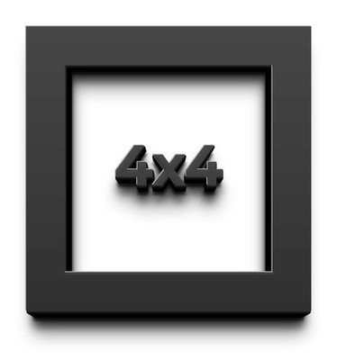 Black 4x4 Wood Shadow Box with White Acid-Free Backing 3/4'' Usable Depth