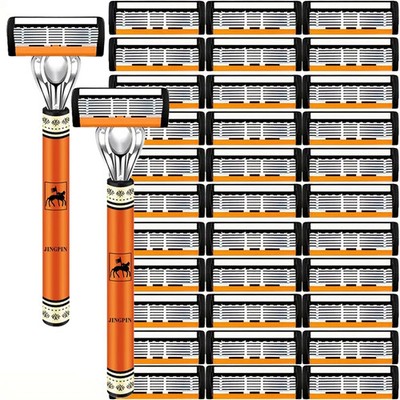 6-Layer Men s Safety Razor Set with Replaceable Stainless Steel Shaving Blades