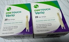 OneTouch Verio Glucose Blood Test Strips- 25 Count x 2 50 in Lot Exp: 7/31/26