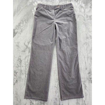 Charter Club Allison Fit Full Length Corduroy Pants Size 8P Gray Straight Leg