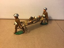 Vintage Manoil M58 Lead Soldiers with Medical Kits, Stretcher Carrier, Wounded