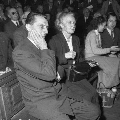 Frederic Irene Joliot Curie at celebration of anniversary of disco- Old Photo