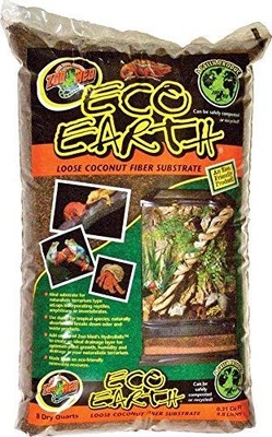 Zoo Med Eco Earth Loose Coconut Fiber Substrate for Reptiles 8 quarts - 2 Pack