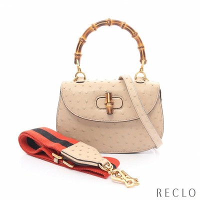Gucci Bamboo Handbag Beige Ostrich Leather | eBay