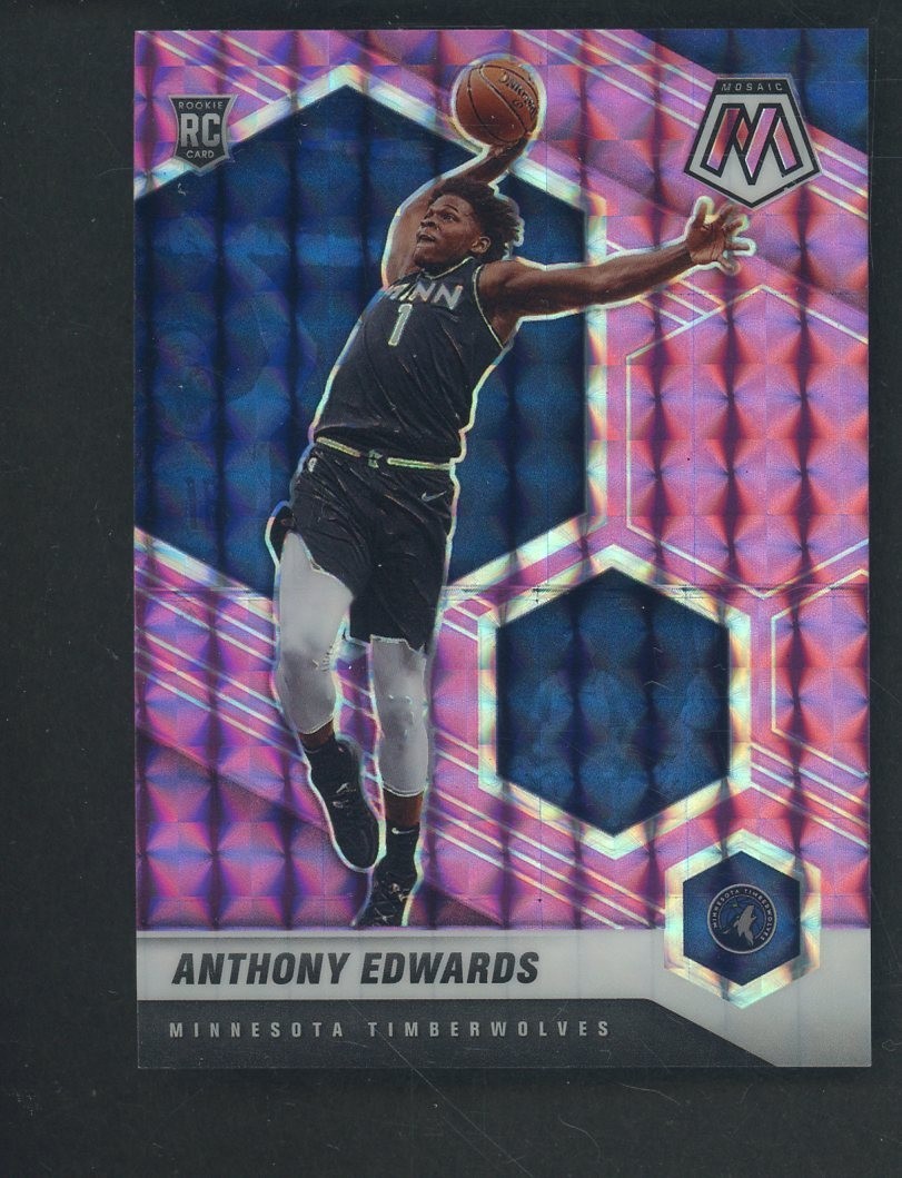 2020-21 Panini Mosaic Purple Mosaic Prizm #201 Anthony Edwards  RC Rookie 48/49