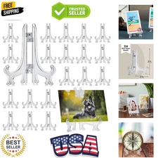 Mini Acrylic Easel Stands - 24-Pack, 3-Inch Clear Plastic - Display Stands fo...