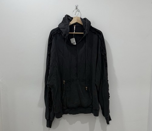 NWT Free People XOXO Sweatshirt Oversized Hoodie Ruffles Sz Small - Picture 3 of 10