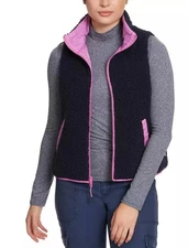 BASS WOMEN'S REVERSIBLE ZIP VEST NAVY BLAZER/SPRING CROCUS SIZE S,L,XL $79 #263