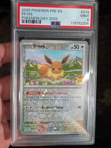 Pokemon Eevee Reverse Cosmos Holo Day 2025 Edition 074/131 PSA 9 Mint English