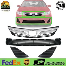 Front Bumper Grille Assembly + Fog Covers For 2012-2014 Toyota Camry LE /XLE