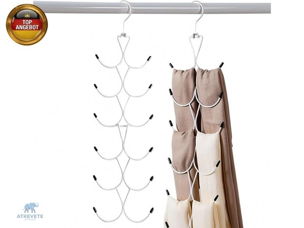 1 Packung Schalhalter,GüRtel Organizer Mit 12 Haken,Faltbarer Krawattenhalter-image