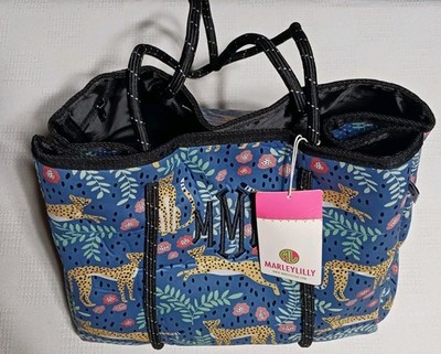 Marleylilly Monogramed Neoprene Tote Bag With A Leopard Print Design