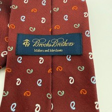 Brooks Brothers Makers and Merchants Paisley Silk Tie Burgundy Burnt Orange Mens