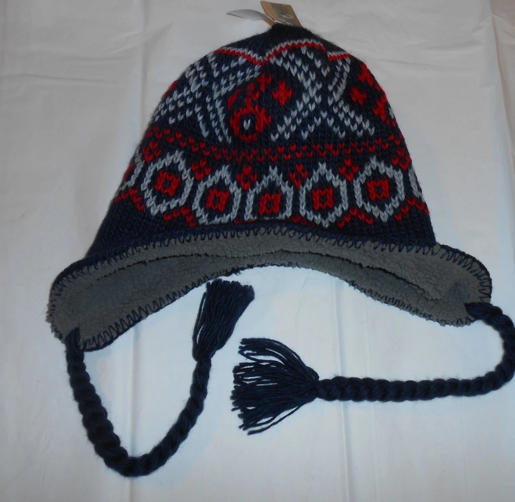 Outdoor Life Mens Sherpa Lined Knit Winter Hat Black Gray & Red One Size NWT