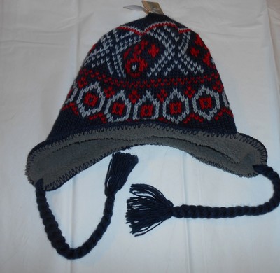 Outdoor Life Mens Sherpa Lined Knit Winter Hat Black Gray & Red One Size NWT
