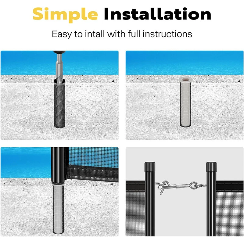 Swimming Pool Fence 4FT x 48FT, 320GSM Teslin Mesh Removable for Inground Pools - Image 3 of 4