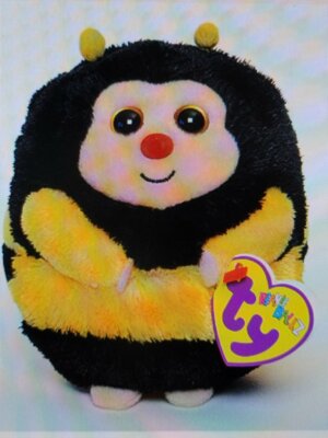 Ty Beanie Ballz Zips the Bumble Bee Ball 5'' 13cm Rare Plush Stuffed Toy New MWMT