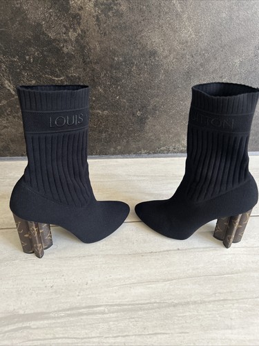 Louis Vuitton Sock Boots Size 38 Super Cute Heel Detailing - Picture 3 of 6