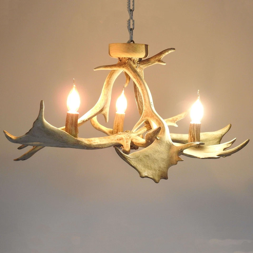 White Antler Chandelier for Low Ceiling Room - Image 2 of 4