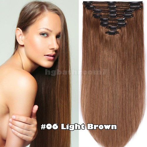 S-noilite Any Color Thick Clip In Real Human Hair Extensions Double Weft US FAST - Picture 16 of 37