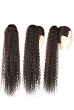 30 in long Corn Curly Wave Drawstring Ponytail Hair Pieces With Comb Wavy Brown