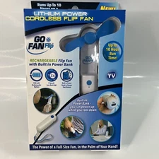 Spark Innovators GO FAN Flip Cordless 3 Speed Rechargeable Fan with Power Bank