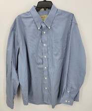 Eddie Bauer Shirt Mens XL Blue Microcheck Long Sleeve Button Down Long Sleeve