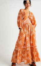 Image of FREE PEOPLE 'Golden Hour' Maxi Dress - Coral Sands/Orange MEDIUM RRP£158