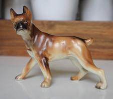 Vintage  Brown Boxer Standing Dog Porcelain Figurine Made In Japan