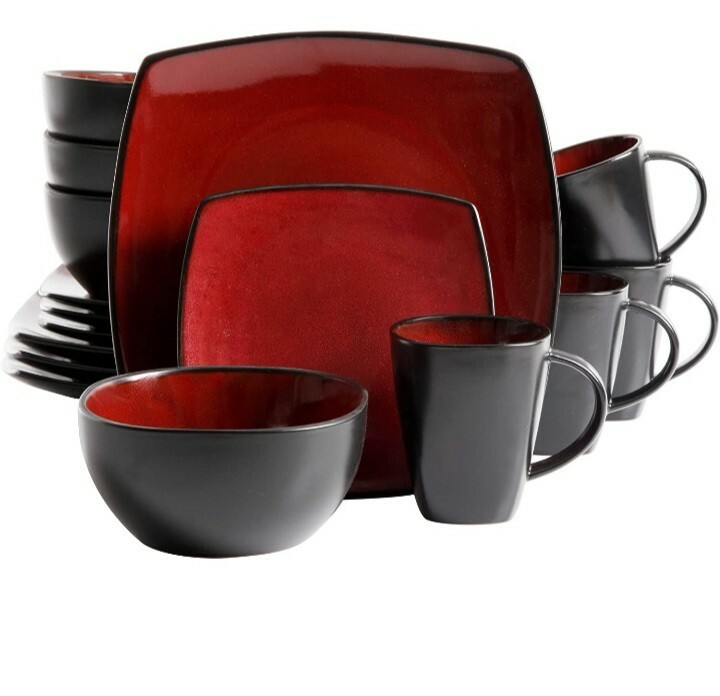 Gibson Soho Lounge 16-Piece Square Reactive Glaze Dinnerware
