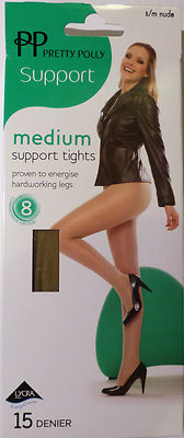 Pretty Polly kleine bis mittlere Größe 15 Den mittlere Stützstrumpfhose mit Lycra