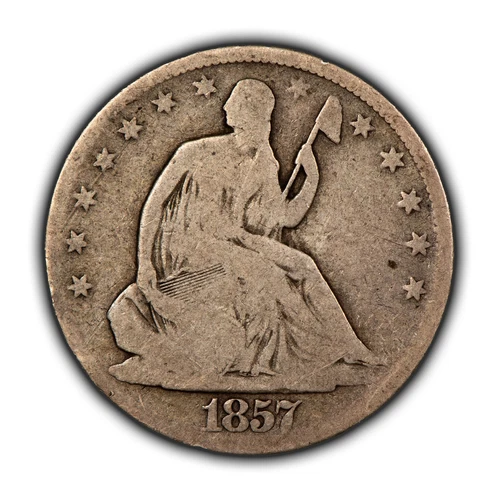 1857 50c Seated Liberty Silver Half Dollar - Original Patina - Good+ - SKU-H3469
