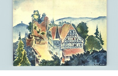 Postcard Chrome The Hohbarr in Alsace Zabern after a watercolor by Ern Schmitt