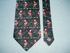 New NWT Hallmark Golfing Santa Tie - black - Holiday traditions