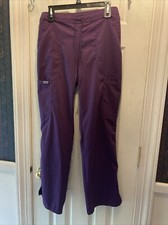 Cherokee Womens Scrub Cargo Pants SM Eggplant Purple Drawstring Waist WW120 EXC