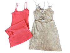 2 x Stretchy Dresses Missguided & PLT Orange Green UK 8