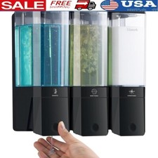 Wall Mounted 3 Chamber Shampoo Conditioner Dispenser Shower Soap Black Bathroom