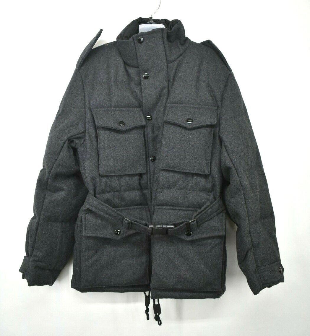 Dries Van Noten Mens Four Pocket Wool Flannel Jacket Belt Snap Tab