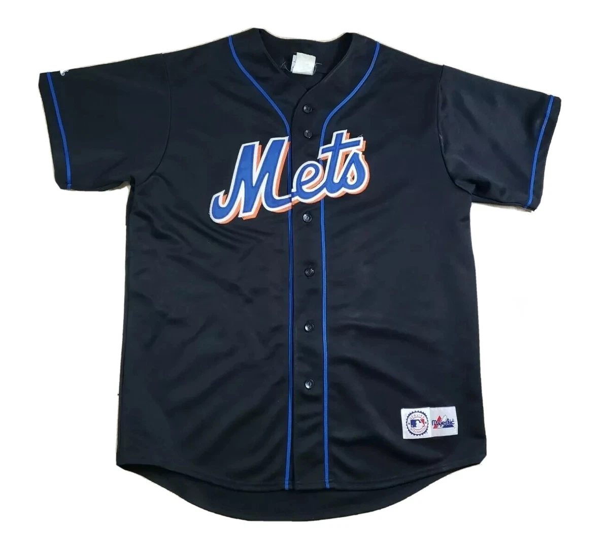 90's Vintage New York Mets Jersey Black Majestic Sz XL Button Front  Blank