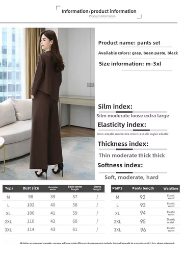 2pcs Womens Round Neck Long Sleeves Asymmetric Tops Loose Wide Legs Pants Suits - Picture 2 of 27