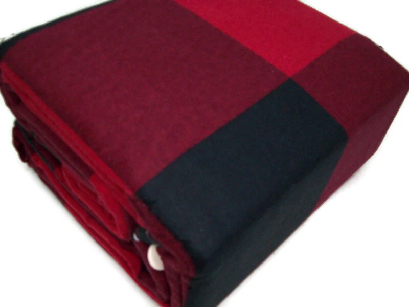 Martha Stewart 红色水牛格子格子法兰绒棉全大号被套新品 — 第 2/4 张图片