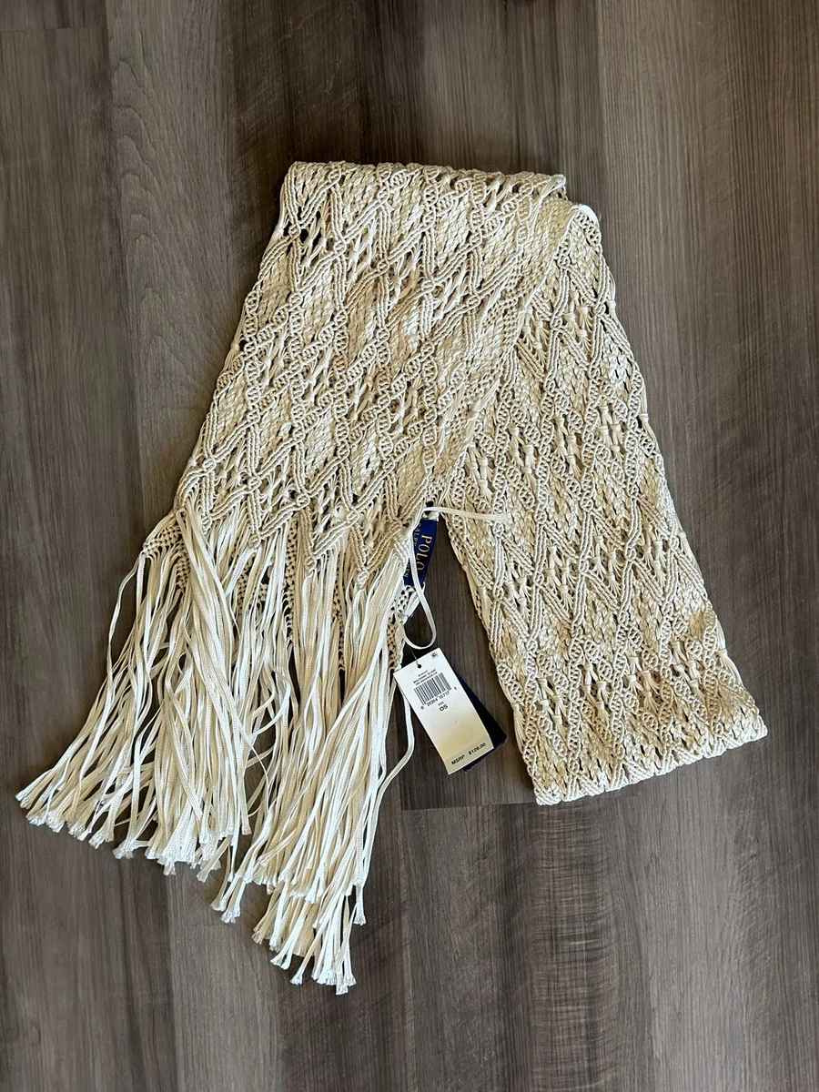 NWT $128 Polo Ralph Lauren Macrame Scarf in Andover Cream | eBay