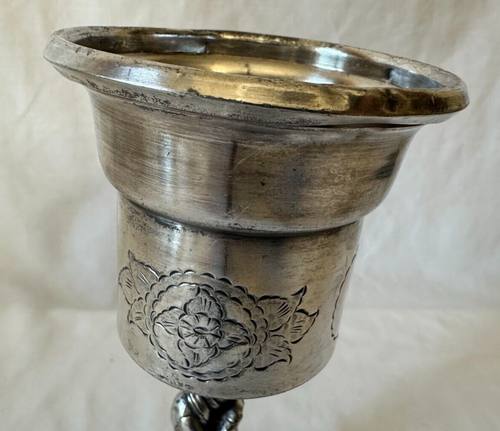 "Antico calice d'argento con stelo di scimmia ""così com'è" - Foto 7 di 13