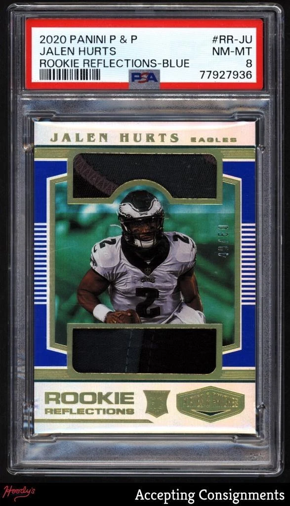 Jalen Hurts Panini Plates & Patches Rookie Reflections #RRJU Blue