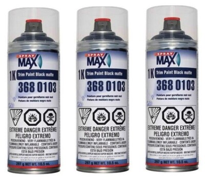 Spray max 1k Trim Paint MATT BLACK - 3680103 (3 Pack)